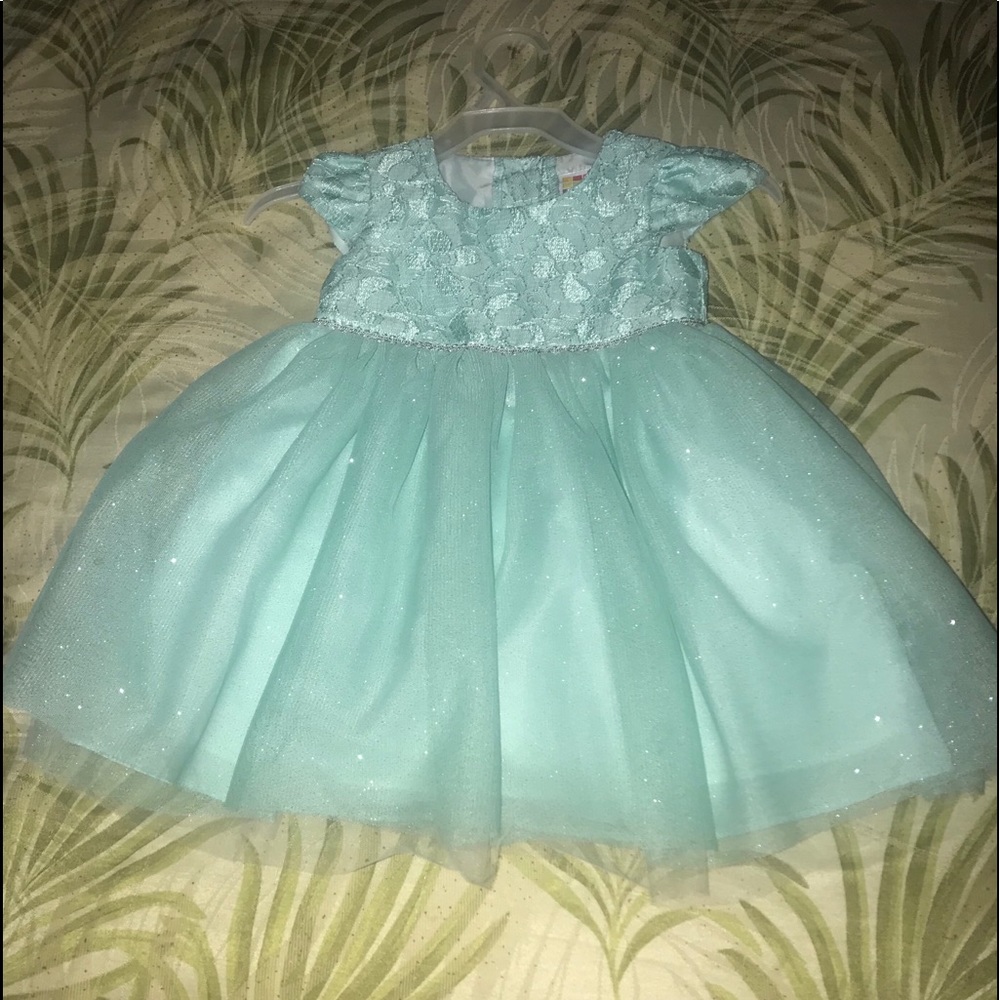 Toddler girl dress silver sparkling and trim
